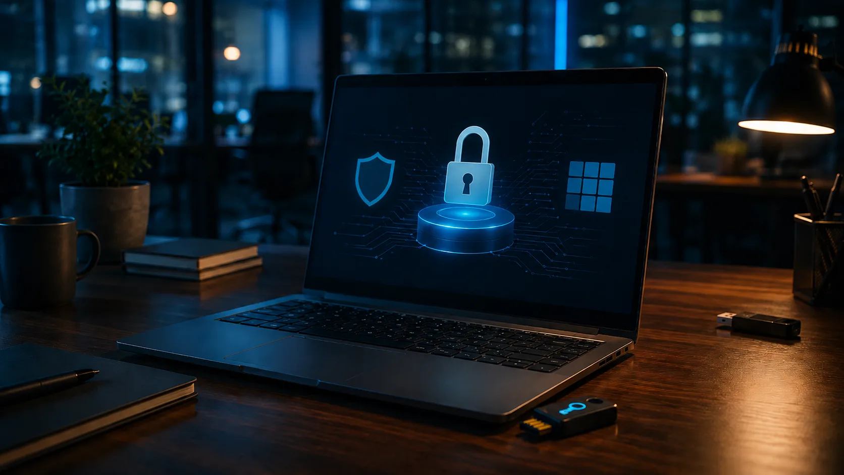 IT technician reviewing a security checklist for business devices