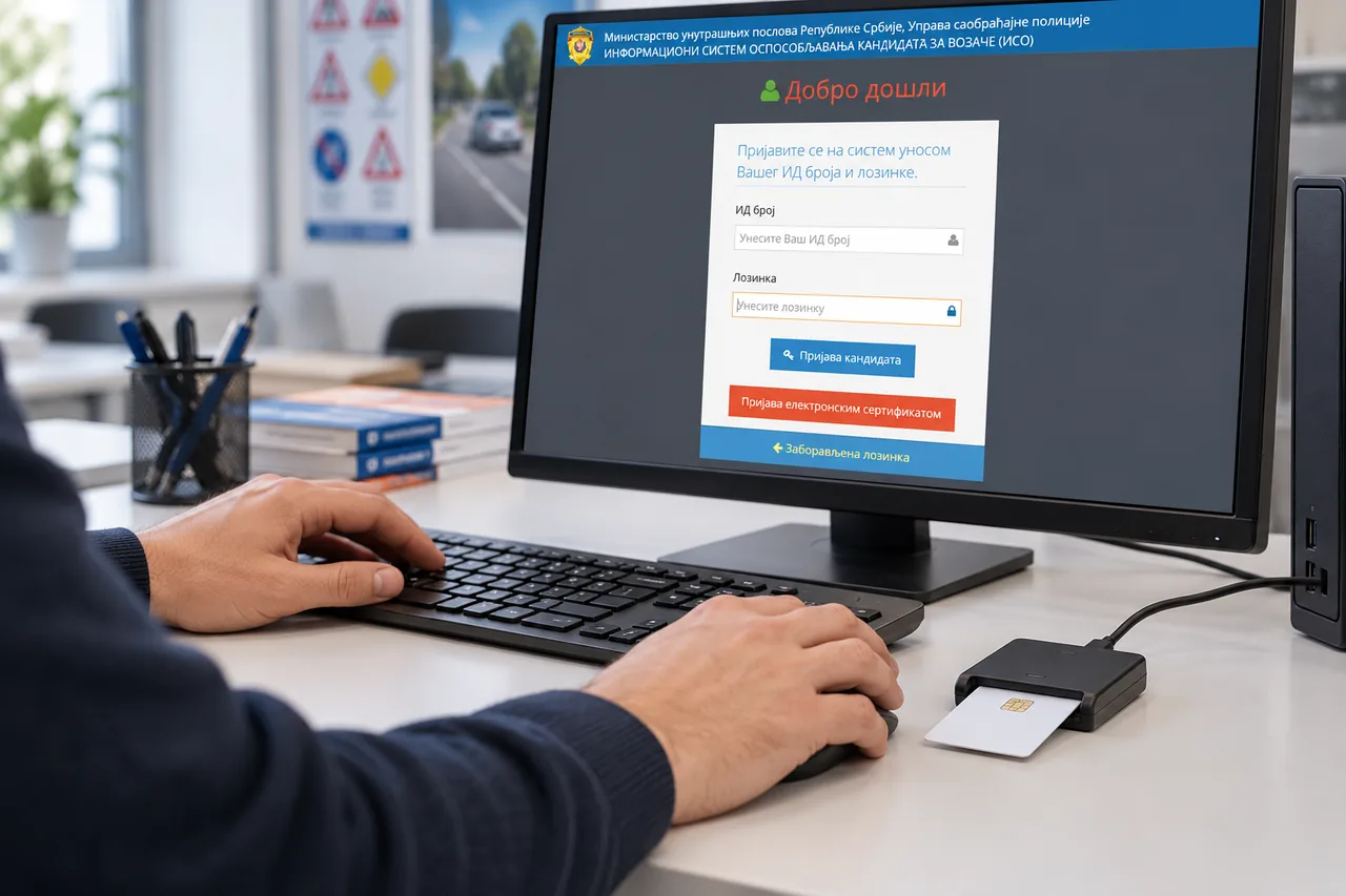 Računar sa ISO aplikacijom i čitačem kartica za elektronski sertifikat