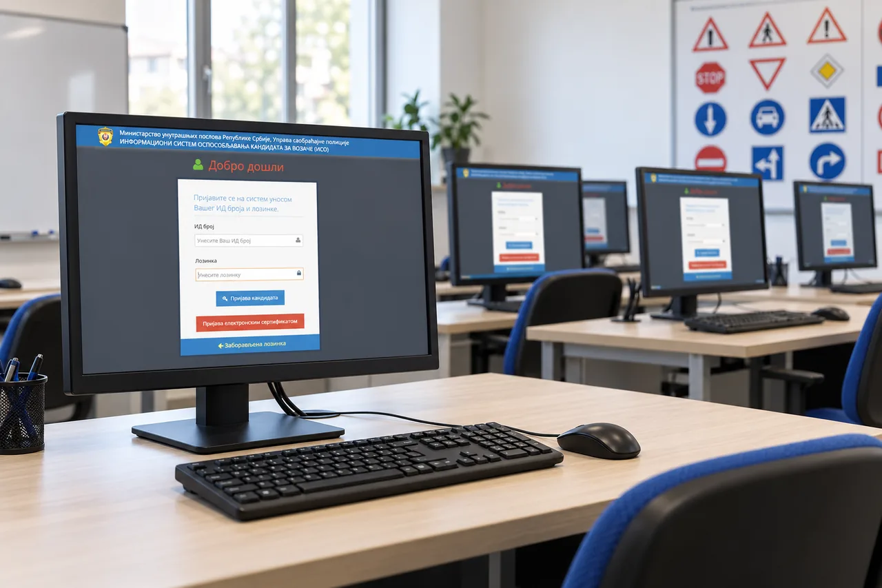 Računarska učionica auto-škole sa ISO/Kiosk aplikacijom na monitorima