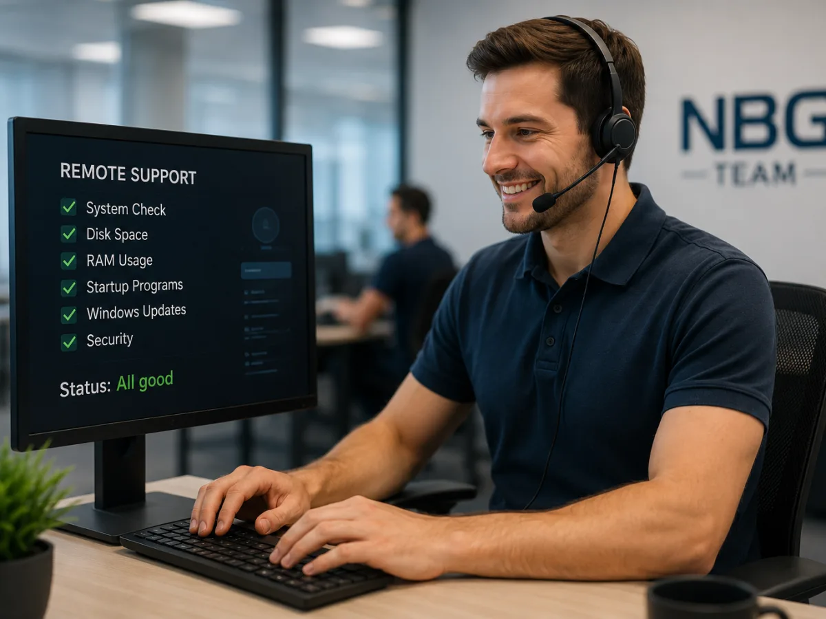 IT technician checking a slow business computer remotely